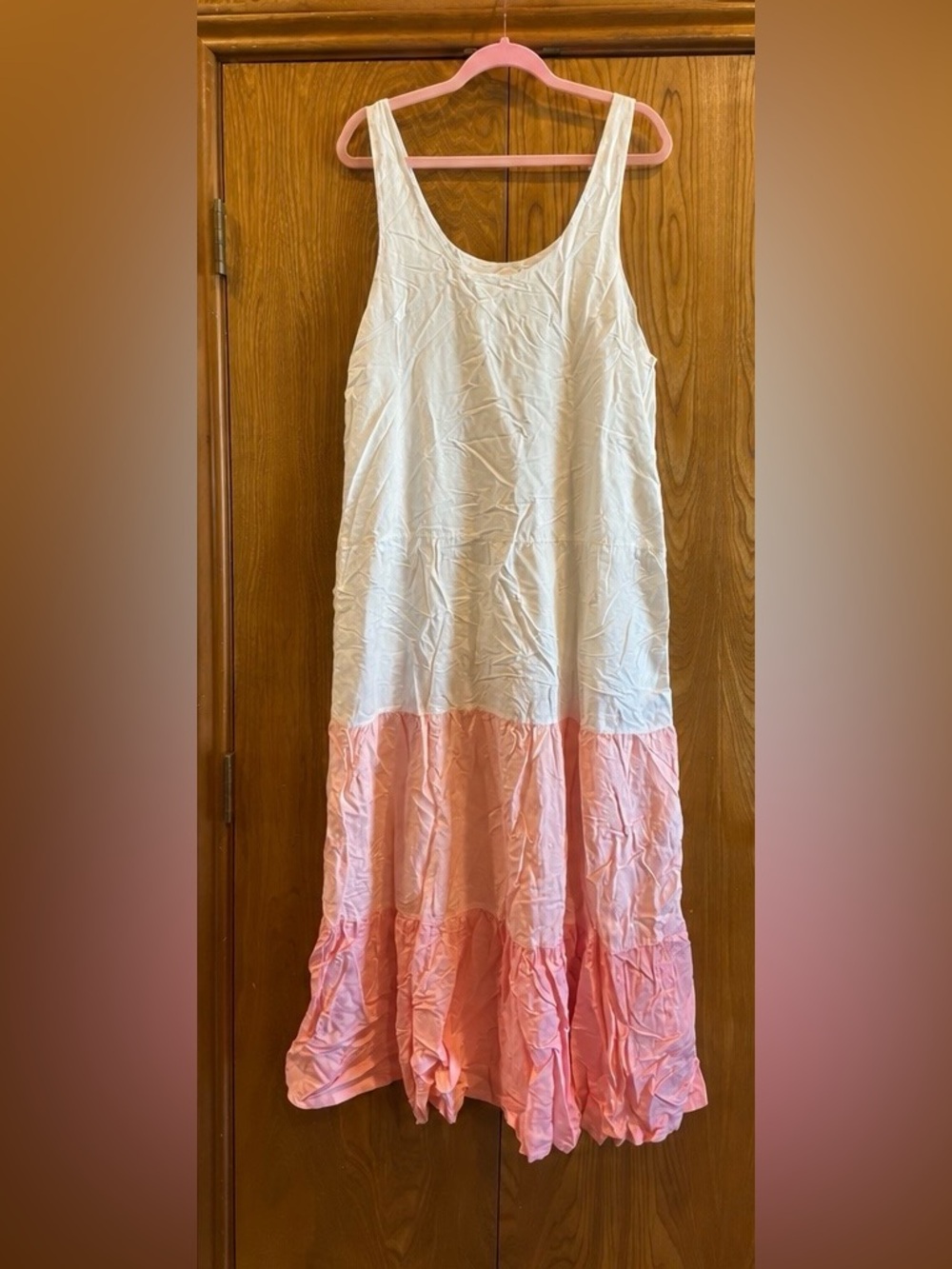 Splendid White & Pink Tiered Maxi Dress XL NWT